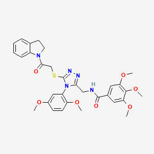 molecular formula C31H33N5O7S B2700053 N-((4-(2,5-dimethoxyphenyl)-5-((2-(indolin-1-yl)-2-oxoethyl)thio)-4H-1,2,4-triazol-3-yl)methyl)-3,4,5-trimethoxybenzamide CAS No. 309968-23-8