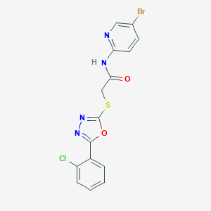 molecular formula C15H10BrClN4O2S B270006 N-(5-bromopyridin-2-yl)-2-[[5-(2-chlorophenyl)-1,3,4-oxadiazol-2-yl]sulfanyl]acetamide 