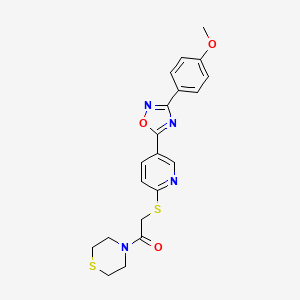 B2700068 4-[({5-[3-(4-Methoxyphenyl)-1,2,4-oxadiazol-5-yl]pyridin-2-yl}thio)acetyl]thiomorpholine CAS No. 1251704-28-5