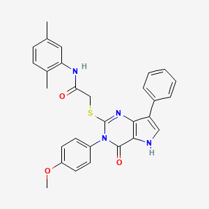 molecular formula C29H26N4O3S B2700079 N-(2,5-dimethylphenyl)-2-{[3-(4-methoxyphenyl)-4-oxo-7-phenyl-3H,4H,5H-pyrrolo[3,2-d]pyrimidin-2-yl]sulfanyl}acetamide CAS No. 1794783-81-5