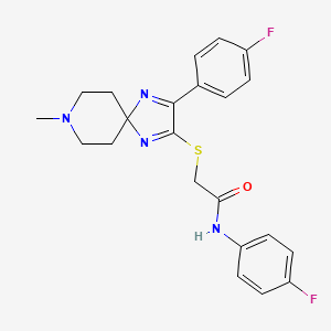 N-(4-fluorophenyl)-2-((3-(4-fluorophenyl)-8-methyl-1,4,8-triazaspiro[4.5]deca-1,3-dien-2-yl)thio)acetamide