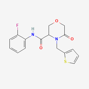 N-(2-fluorophenyl)-5-oxo-4-(thiophen-2-ylmethyl)morpholine-3-carboxamide