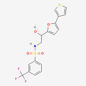 molecular formula C17H14F3NO4S2 B2700110 N-(2-hydroxy-2-(5-(thiophen-3-yl)furan-2-yl)ethyl)-3-(trifluoromethyl)benzenesulfonamide CAS No. 2034491-01-3