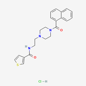 molecular formula C22H24ClN3O2S B2700118 N-(2-(4-(1-naphthoyl)piperazin-1-yl)ethyl)thiophene-3-carboxamide hydrochloride CAS No. 1351587-81-9