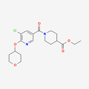 molecular formula C19H25ClN2O5 B2700129 ethyl 1-[5-chloro-6-(oxan-4-yloxy)pyridine-3-carbonyl]piperidine-4-carboxylate CAS No. 1903916-45-9