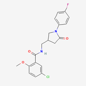 molecular formula C19H18ClFN2O3 B2700132 5-chloro-N-{[1-(4-fluorophenyl)-5-oxopyrrolidin-3-yl]methyl}-2-methoxybenzamide CAS No. 955244-16-3