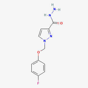 molecular formula C11H11FN4O2 B2700163 1-[(4-Fluorophenoxy)methyl]pyrazole-3-carbohydrazide CAS No. 1004194-15-3