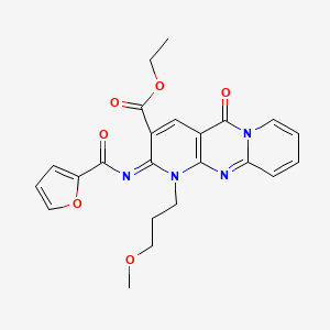 molecular formula C23H22N4O6 B2700169 ethyl 6-(furan-2-carbonylimino)-7-(3-methoxypropyl)-2-oxo-1,7,9-triazatricyclo[8.4.0.03,8]tetradeca-3(8),4,9,11,13-pentaene-5-carboxylate CAS No. 534578-89-7