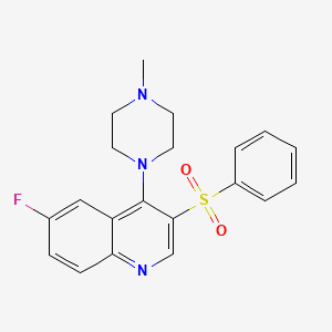 molecular formula C20H20FN3O2S B2700170 3-(Benzenesulfonyl)-6-fluoro-4-(4-methylpiperazin-1-yl)quinoline CAS No. 866844-26-0