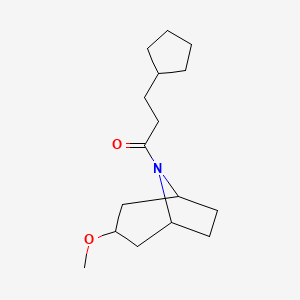 molecular formula C16H27NO2 B2700188 3-cyclopentyl-1-{3-methoxy-8-azabicyclo[3.2.1]octan-8-yl}propan-1-one CAS No. 2190365-39-8