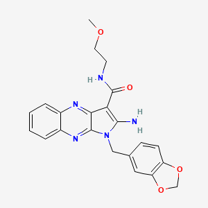 molecular formula C22H21N5O4 B2700242 2-amino-1-[(2H-1,3-benzodioxol-5-yl)methyl]-N-(2-methoxyethyl)-1H-pyrrolo[2,3-b]quinoxaline-3-carboxamide CAS No. 380566-79-0