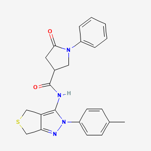 B2700245 5-oxo-1-phenyl-N-(2-(p-tolyl)-4,6-dihydro-2H-thieno[3,4-c]pyrazol-3-yl)pyrrolidine-3-carboxamide CAS No. 893950-48-6