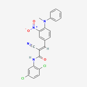 molecular formula C23H16Cl2N4O3 B2700256 (E)-2-cyano-N-(2,5-dichlorophenyl)-3-[4-(N-methylanilino)-3-nitrophenyl]prop-2-enamide CAS No. 571917-59-4