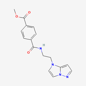 molecular formula C16H16N4O3 B2700277 methyl 4-((2-(1H-imidazo[1,2-b]pyrazol-1-yl)ethyl)carbamoyl)benzoate CAS No. 1797086-03-3