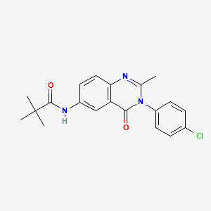 molecular formula C20H20ClN3O2 B2700282 N-(3-(4-chlorophenyl)-2-methyl-4-oxo-3,4-dihydroquinazolin-6-yl)pivalamide CAS No. 1170428-81-5