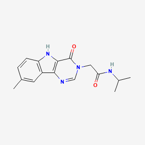 molecular formula C16H18N4O2 B2700286 N-isopropyl-2-(8-methyl-4-oxo-4,5-dihydro-3H-pyrimido[5,4-b]indol-3-yl)acetamide CAS No. 1105236-58-5