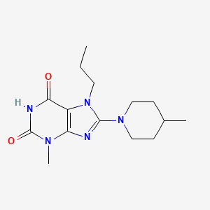 molecular formula C15H23N5O2 B2700288 3-methyl-8-(4-methylpiperidin-1-yl)-7-propyl-1H-purine-2,6(3H,7H)-dione CAS No. 919017-29-1