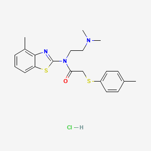 molecular formula C21H26ClN3OS2 B2700290 N-(2-(dimethylamino)ethyl)-N-(4-methylbenzo[d]thiazol-2-yl)-2-(p-tolylthio)acetamide hydrochloride CAS No. 1216736-29-6