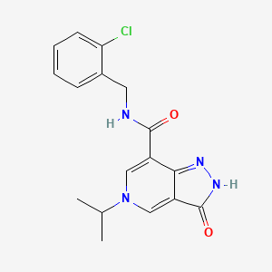 molecular formula C17H17ClN4O2 B2700296 N-(2-chlorobenzyl)-5-isopropyl-3-oxo-3,5-dihydro-2H-pyrazolo[4,3-c]pyridine-7-carboxamide CAS No. 1226459-53-5