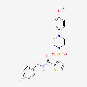 molecular formula C23H24FN3O4S2 B2700313 N-[(4-fluorophenyl)methyl]-3-{[4-(4-methoxyphenyl)piperazin-1-yl]sulfonyl}thiophene-2-carboxamide CAS No. 1226448-99-2