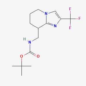 molecular formula C14H20F3N3O2 B2700336 tert-butylN-{[2-(trifluoromethyl)-5H,6H,7H,8H-imidazo[1,2-a]pyridin-8-yl]methyl}carbamate CAS No. 2490418-61-4