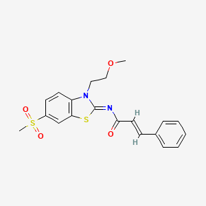 molecular formula C20H20N2O4S2 B2700369 (Z)-N-(3-(2-methoxyethyl)-6-(methylsulfonyl)benzo[d]thiazol-2(3H)-ylidene)cinnamamide CAS No. 864976-99-8
