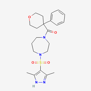 (4-((3,5-dimethyl-1H-pyrazol-4-yl)sulfonyl)-1,4-diazepan-1-yl)(4-phenyltetrahydro-2H-pyran-4-yl)methanone