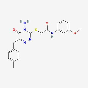 molecular formula C20H21N5O3S B2700395 2-({4-amino-6-[(4-methylphenyl)methyl]-5-oxo-4,5-dihydro-1,2,4-triazin-3-yl}sulfanyl)-N-(3-methoxyphenyl)acetamide CAS No. 886958-67-4