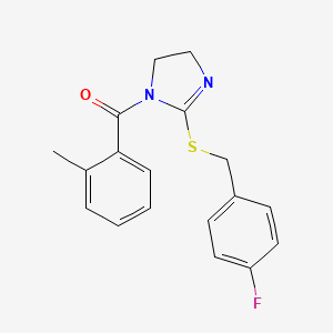 (2-((4-fluorobenzyl)thio)-4,5-dihydro-1H-imidazol-1-yl)(o-tolyl)methanone