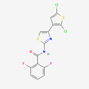 molecular formula C14H6Cl2F2N2OS2 B2700412 N-[4-(2,5-dichlorothiophen-3-yl)-1,3-thiazol-2-yl]-2,6-difluorobenzamide CAS No. 392251-82-0