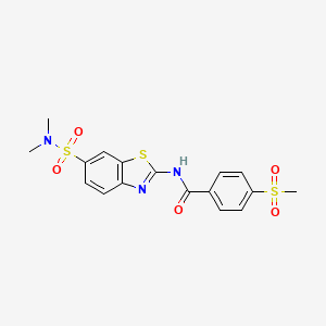 molecular formula C17H17N3O5S3 B2700427 N-[6-(dimethylsulfamoyl)-1,3-benzothiazol-2-yl]-4-methanesulfonylbenzamide CAS No. 923194-33-6