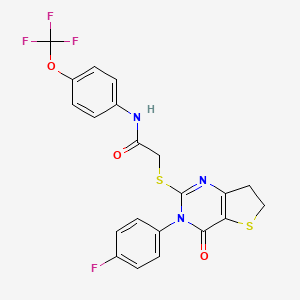 2-[[3-(4-fluorophenyl)-4-oxo-6,7-dihydrothieno[3,2-d]pyrimidin-2-yl]sulfanyl]-N-[4-(trifluoromethoxy)phenyl]acetamide