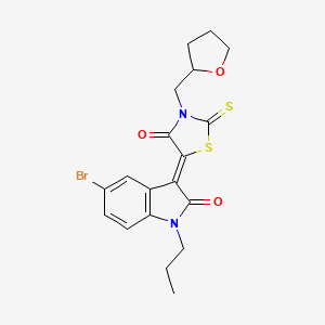 5-(5-Bromo-2-oxo-1-propylindolin-3-ylidene)-3-((tetrahydrofuran-2-yl)methyl)-2-thioxothiazolidin-4-one