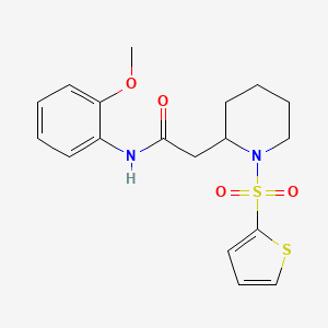 molecular formula C18H22N2O4S2 B2700458 N-(2-methoxyphenyl)-2-(1-(thiophen-2-ylsulfonyl)piperidin-2-yl)acetamide CAS No. 1105236-57-4