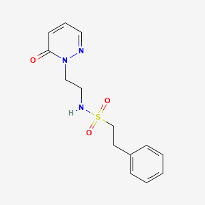 molecular formula C14H17N3O3S B2700467 N-(2-(6-oxopyridazin-1(6H)-yl)ethyl)-2-phenylethanesulfonamide CAS No. 1040657-26-8