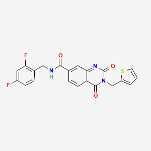 molecular formula C21H15F2N3O3S B2700475 N-[(2,4-difluorophenyl)methyl]-2,4-dioxo-3-[(thiophen-2-yl)methyl]-1,2,3,4-tetrahydroquinazoline-7-carboxamide CAS No. 1794937-00-0