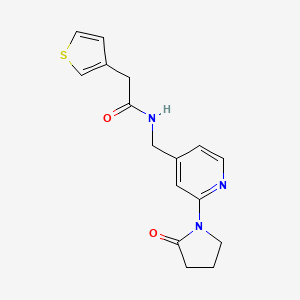 molecular formula C16H17N3O2S B2700477 N-((2-(2-oxopyrrolidin-1-yl)pyridin-4-yl)methyl)-2-(thiophen-3-yl)acetamide CAS No. 2034586-12-2