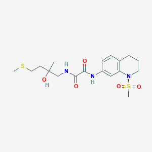 molecular formula C18H27N3O5S2 B2700487 N-[2-hydroxy-2-methyl-4-(methylsulfanyl)butyl]-N'-(1-methanesulfonyl-1,2,3,4-tetrahydroquinolin-7-yl)ethanediamide CAS No. 1396853-39-6
