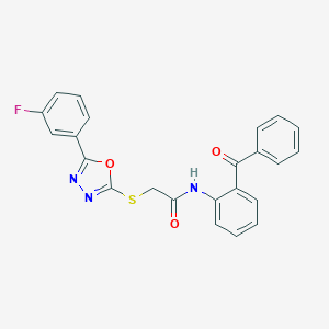 molecular formula C23H16FN3O3S B270050 N-(2-benzoylphenyl)-2-[[5-(3-fluorophenyl)-1,3,4-oxadiazol-2-yl]sulfanyl]acetamide 