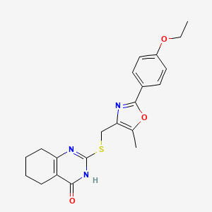 molecular formula C21H23N3O3S B2700514 2-(((2-(4-ethoxyphenyl)-5-methyloxazol-4-yl)methyl)thio)-5,6,7,8-tetrahydroquinazolin-4(3H)-one CAS No. 1105215-97-1