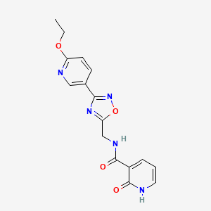 molecular formula C16H15N5O4 B2700519 N-((3-(6-ethoxypyridin-3-yl)-1,2,4-oxadiazol-5-yl)methyl)-2-oxo-1,2-dihydropyridine-3-carboxamide CAS No. 2034369-46-3