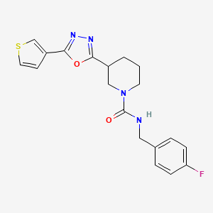 molecular formula C19H19FN4O2S B2700522 N-(4-fluorobenzyl)-3-(5-(thiophen-3-yl)-1,3,4-oxadiazol-2-yl)piperidine-1-carboxamide CAS No. 1787917-18-3