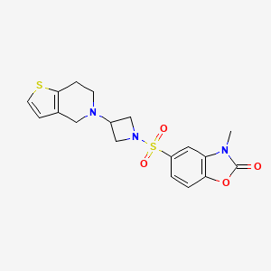 molecular formula C18H19N3O4S2 B2700534 3-methyl-5-[(3-{4H,5H,6H,7H-thieno[3,2-c]pyridin-5-yl}azetidin-1-yl)sulfonyl]-2,3-dihydro-1,3-benzoxazol-2-one CAS No. 2034294-12-5