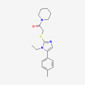 molecular formula C19H25N3OS B2700536 2-((1-ethyl-5-(p-tolyl)-1H-imidazol-2-yl)thio)-1-(piperidin-1-yl)ethanone CAS No. 1206996-71-5