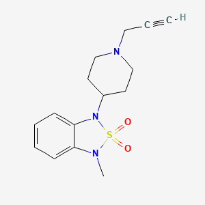 molecular formula C15H19N3O2S B2700546 1-Methyl-3-(1-(prop-2-yn-1-yl)piperidin-4-yl)-1,3-dihydrobenzo[c][1,2,5]thiadiazole 2,2-dioxide CAS No. 2034416-75-4