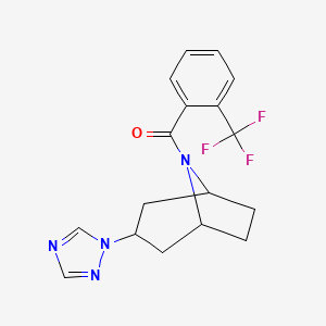 molecular formula C17H17F3N4O B2700564 ((1R,5S)-3-(1H-1,2,4-triazol-1-yl)-8-azabicyclo[3.2.1]octan-8-yl)(2-(trifluoromethyl)phenyl)methanone CAS No. 2319804-03-8