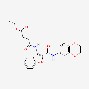 molecular formula C23H22N2O7 B2700604 ethyl 3-({2-[(2,3-dihydro-1,4-benzodioxin-6-yl)carbamoyl]-1-benzofuran-3-yl}carbamoyl)propanoate CAS No. 888469-29-2
