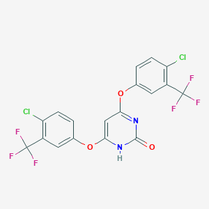 molecular formula C18H8Cl2F6N2O3 B2700620 4,6-Bis[4-chloro-3-(trifluoromethyl)phenoxy]pyrimidin-2-ol CAS No. 329701-38-4