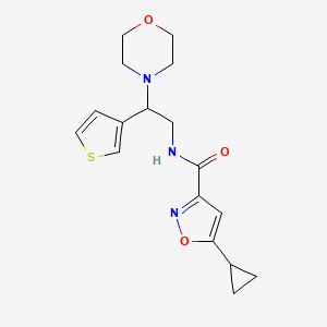 molecular formula C17H21N3O3S B2700629 5-cyclopropyl-N-(2-morpholino-2-(thiophen-3-yl)ethyl)isoxazole-3-carboxamide CAS No. 1396766-44-1