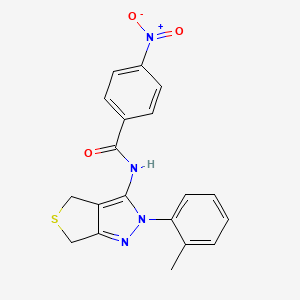 molecular formula C19H16N4O3S B2700652 N-[2-(2-methylphenyl)-2H,4H,6H-thieno[3,4-c]pyrazol-3-yl]-4-nitrobenzamide CAS No. 396720-63-1